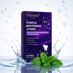 Purple Teeth Whitening Strips - sensitivity-free & Enamel-Safe Formula - Deep Stain Remover for Coffee, Tea & Wine (14/21 Sessions) - Peroxide-Free Gentle Care Kit Oral Radiant Teethwhiteningstrips