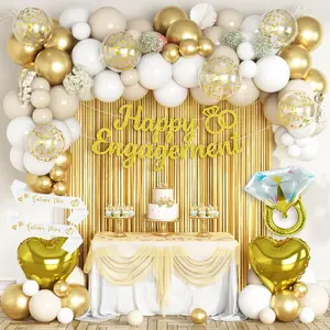 Engagement Party Decorations, Just Engaged Decorations for Wedding Party, Bachelorette &  Party, with Happy Engagement Banner, Foil Balloons, Sash, Fringe Curtain