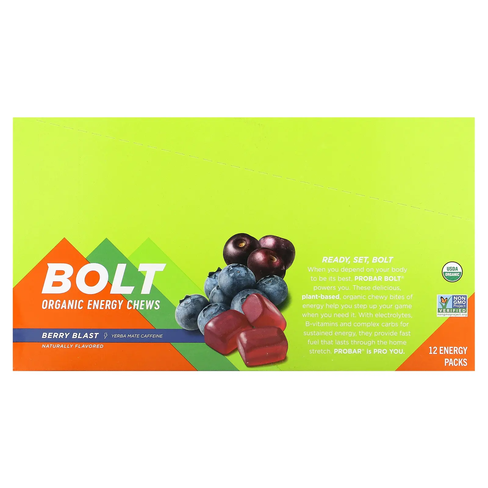 ProBar Bolt, Organic Energy Chews, Berry Blast, 12 Packs, 2.1 oz (60 g) Each