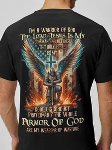 [ T Shirt] Men's Knights Templar Faith T Shirt, Short Sleeve Crew Neck Shirt, Fashion Daily Street Daily Black Summer Spring Clothing