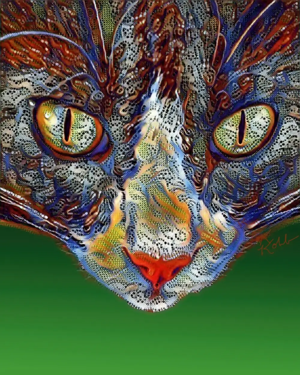 Weird Cat Poster | Spooky Feline | Strange Kitty poster | Moody Green Atmosphere