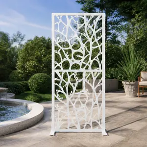 ARCH Metal Privacy Screen 72in H x 45.3in W Freestanding Room Divider Decorative Indoor Outdoor Balcony Patio Garden Partition White Bird Shape Iron Powder Coated Rustproof Easy Assembly, Bird Black/Leaf Black/Leaf White/White Color Options