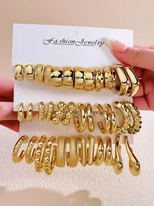 Elegant Women's Hoop Earrings Set, 12/24/36/60pcs Non-Fading Jewelry for Daily Wear, Eco-Friendly Fashion Accessories, Trendy Jewelry Set for Ladies, Trendy Jewellery Accessories