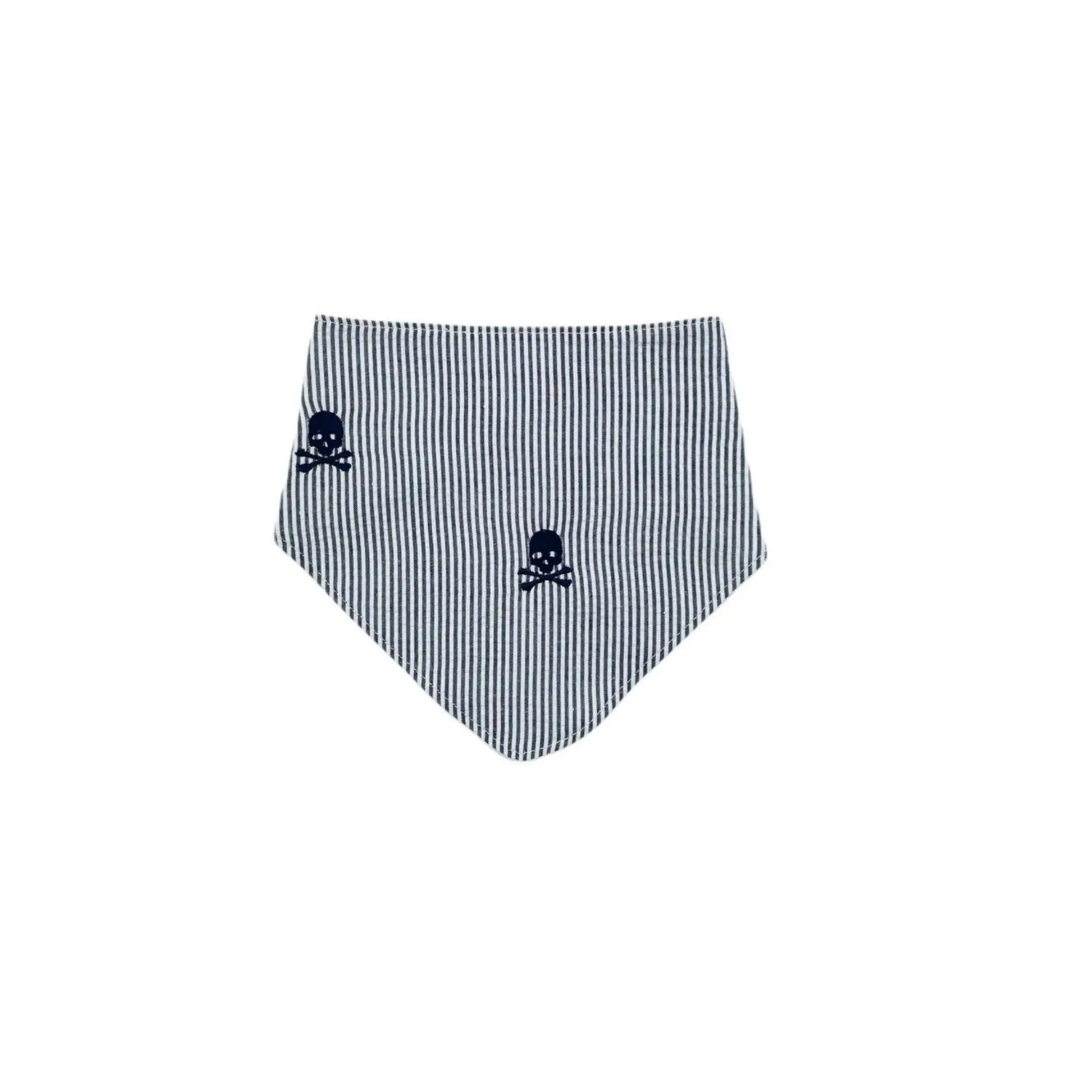 Navy Seersucker Pirate Bandana Bib