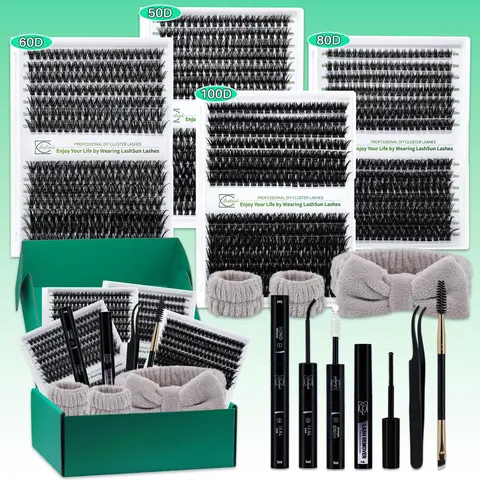 Mixed Length Volume Individual False Eyelashes Kit, 1 Box Natural Look DIY Eyelash Extensions, Self Grafting Curl Eyelashes, Eye Makeup Enhancement False Eyelashes, Cosmetic, Fluffy Eyelash Clusters, Eyelash Falsies
