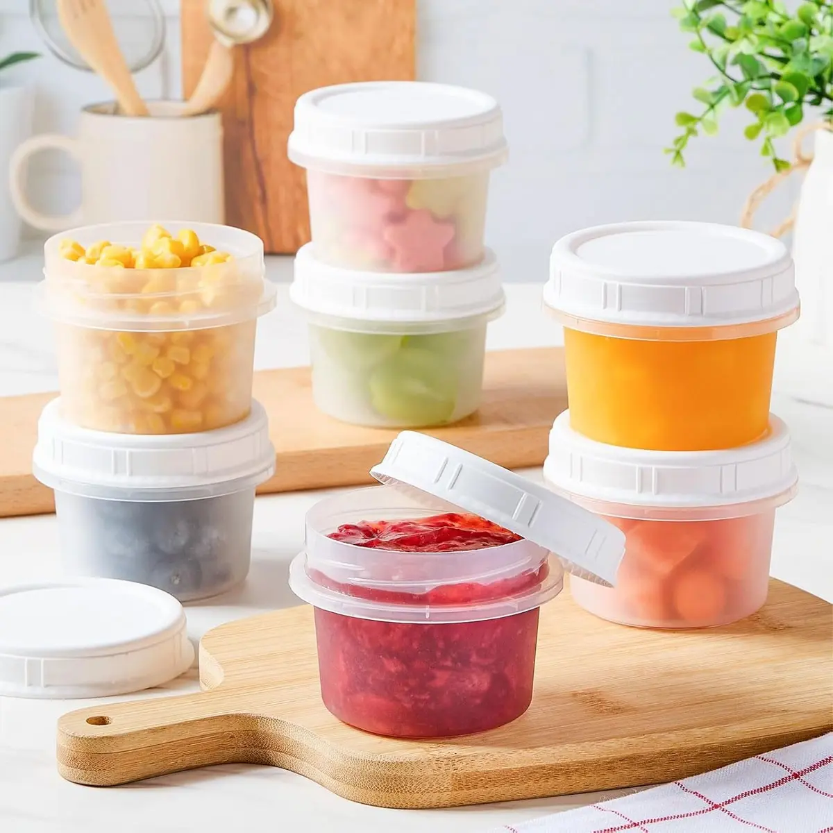 10pcs Overnight Oat Sealing Jars Set, 120/160/200ML Reusable PP Kitchen Food Storage Containers, Plastic Food Jars, Ideal for Salads, Snacks, Puddings, and Yogurts