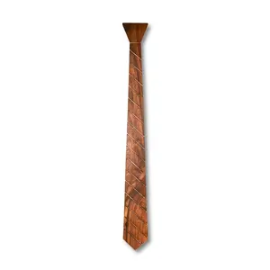Wood Leon El Capitan Wooden Tie - Striped Pattern with Unique Wood Grain for Men's Formal Occasions