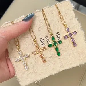 Cross Necklace for Women Dainty 14k Gold Pendant Necklaces Cross Pendant Necklace Christian Communion Gift