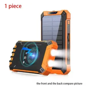 Wireless Outdoor Solar Charger 20000mah Emergency Travel Power Bank with 4 Cables, LED Indicator, Portable Smartphone Backup Battery for Camping
