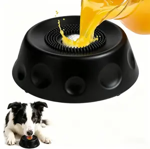 3-in-1 Suction Slow Feeder Dog Bowl & Lick Mat, No-Spill Interactive Anti-Slip Design with Built-in Rolling Treat Ball & Cleaning Brush, 8 Suction Cups, Oral Hygiene & Tongue Cleaning, Enrichment Bowl for Bone Broth, Yogurt, Peanut Butter & Liquid Treats