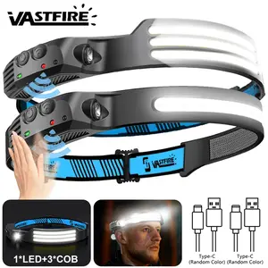 Induction Headlamp COB+LED Head Flashlight Built in Battery USB Rechargeable Outdoor Waterproof Camping Fishing Work Lantern ﻿ SolarStorm