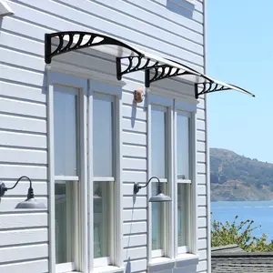 HT-100 x 80 Household Application Door & Window Rain Cover Eaves Canopy White & Black Bracket Solar Parasol