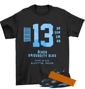 Box Label Shirt to Match AJ 13 Retro Black University Blue