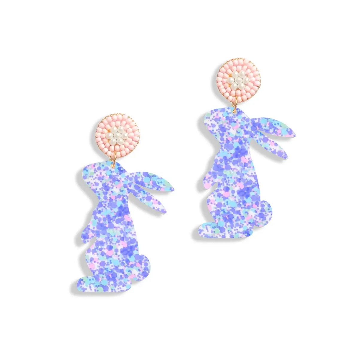 Viv&Lou Lilac Confetti Acrylic Easter Bunny Earrings