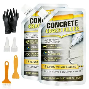 Concrete Cement Crack Filler Self-Leveling Sealant,  -Drying Concrete Sealer Repair, Flexible Easy DIY Crack Seal Gule for Driveway, Sidewalk, Patio, Garage Floor, Asphal -2PC