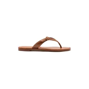 Mary Kate Flat Sandal In Caramel Leather