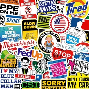 200 PCS Hard Hat Stickers for Adults (No Duplicates) Sarcastic, Meme, & Funny Stickers for Water Bottles, Toolbox, Helmet, & Hard Hat Accessories – Ideal for All Blue Collar Workers
