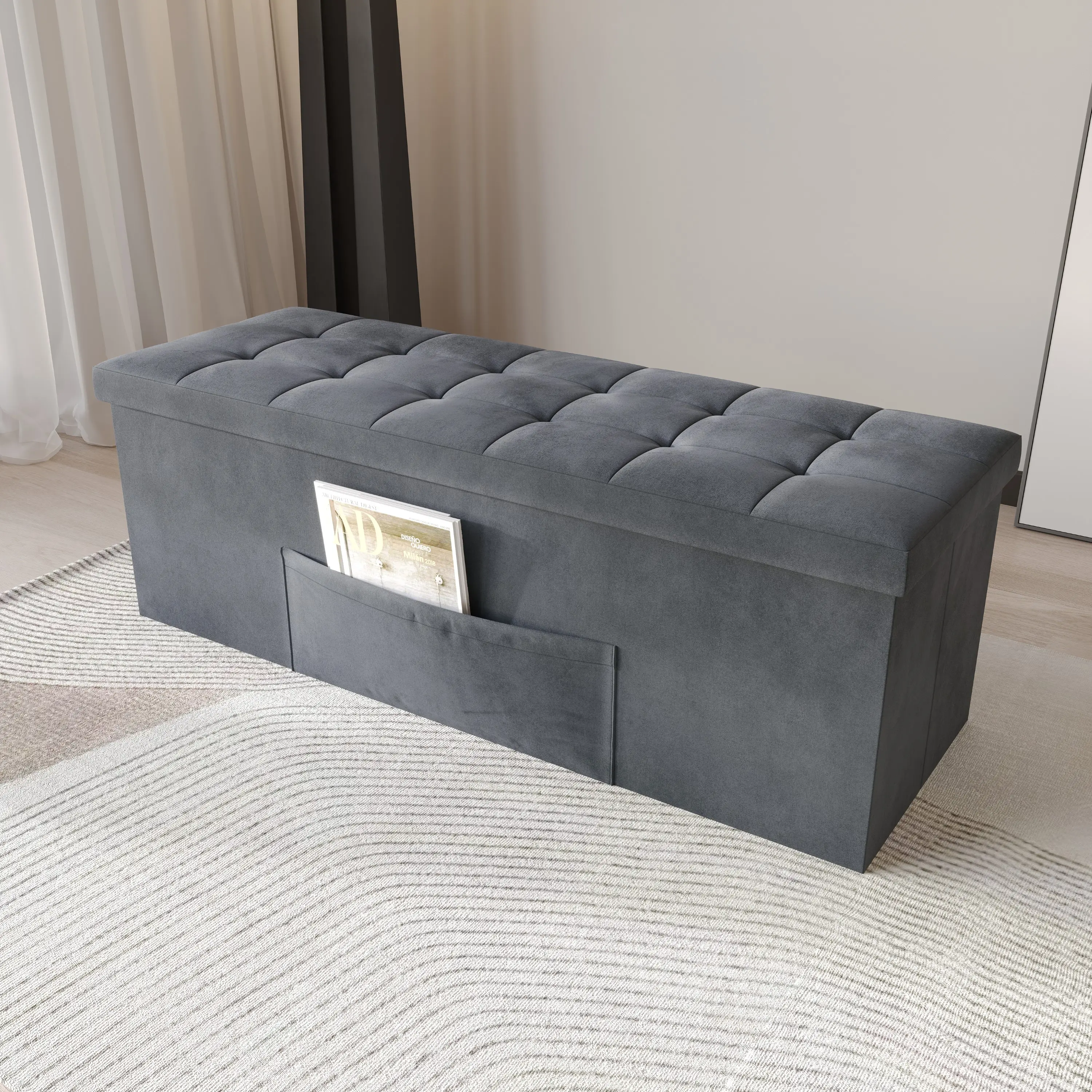 42" Velvet Dark Gray (With Pocket)