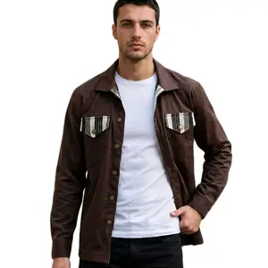 Men's Bronw Heritage Jacket with Button Pockets  for Casual Wear