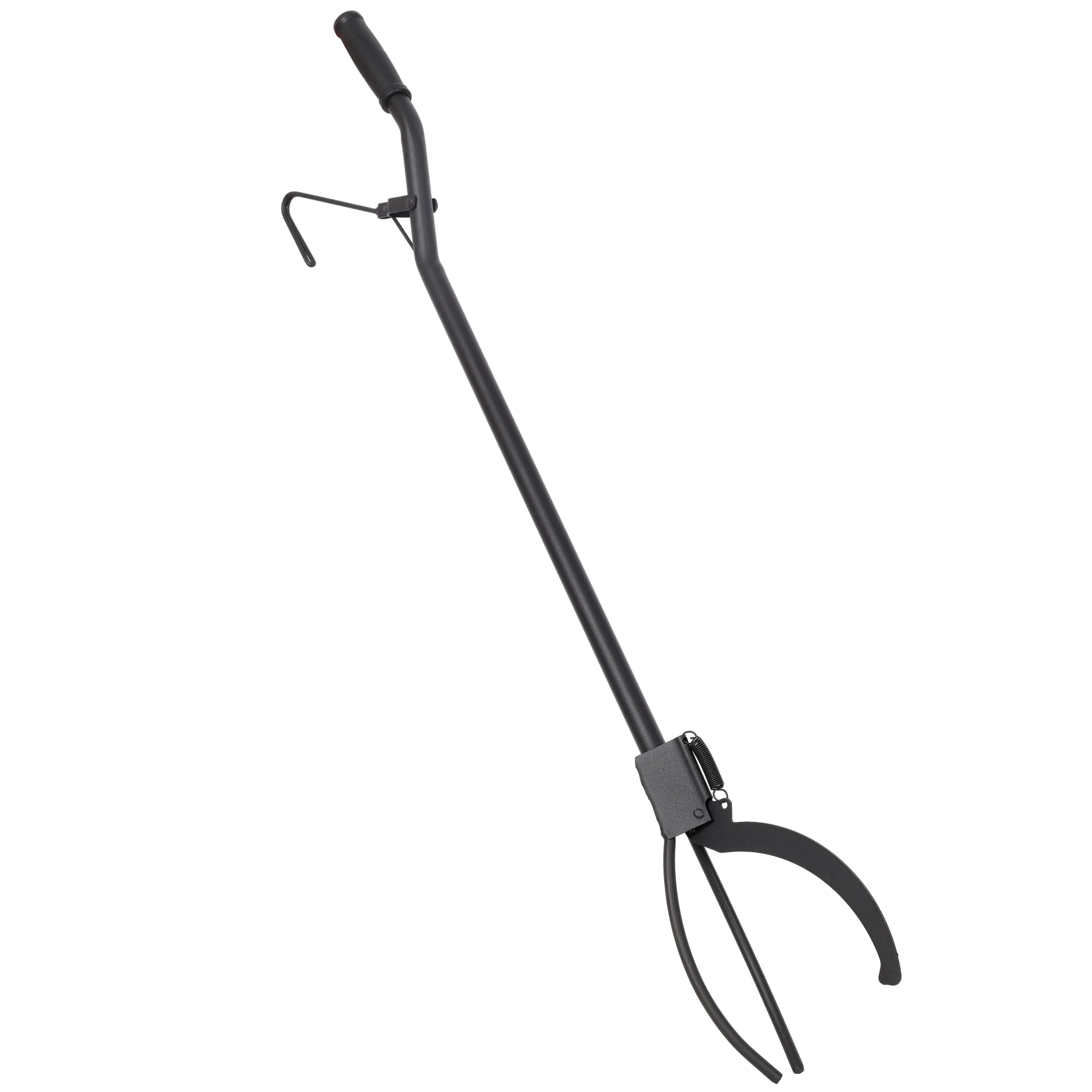 36 Inch Heavy Duty Fire Log Grabber with 3 Prong & Spring Handle,all steel spray anti rust tongs, anti slip rubber handle, fireplace, bonfire, burning table, clip wood, and multiple tools for setting fire