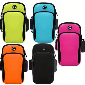 Sports arm bag, running bag, arm bag, men's and women's outdoor mobile phone bag, double zipper, wrist and arm bag, arm strap, Trail Running