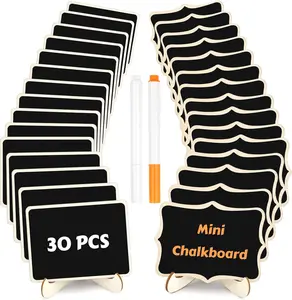 30 Pack Mini Wooden Chalkboard Signs with Easel Stand Reusable Zero Residue Food Labels for Buffet Wedding Place Cards Party and Event Decor