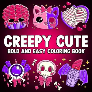 Bold & Easy Creepy Cute Coloring Book: Comfy Coloring Pages with Simple Fun Big Size Spooky Cutie Illustrations for Adults and Kids Fun Paperback