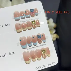 10pcs high-end Simple blush gradient handmade coffin fake nails, Light luxury short length nail decoration patches