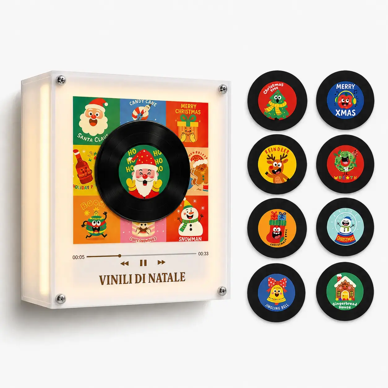 Personalized NFC Playback Musical Box - 9 Discs Set, Rotating Record Player with Light Effect, Custom Photo & Song Option,Holiday Use for Music Lovers,Christmas Gifts Decoration Items Magnetic