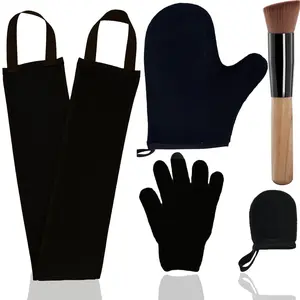 5Pcs Self Tanning Mitt Applicator Kit, with Self Tanner Mitt, Self Tan Back Applicator, Exfoliating Glove, Flat Top Face Tanner Brush, Tan mit for Self Sunless Tanner (Black) - Home Improvement.