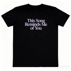 Women's Plus size Oversize Cotton T-Shirts, “This Song Reminds Me of You" Casual Loose Fit, Round Neck, Stretch Knit Fabric, Cartoon Print For Women, Emotional longing/nostalgic style and Casual Wear Size L-3XL 4XL 5XL