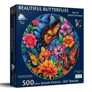 SunsOut Beautiful Butterflies 500 piece Jigsaw Puzzle for Adults 19.5" round Nature