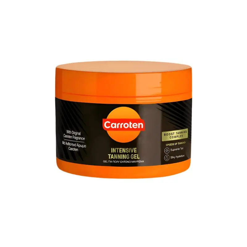 Carroten Intensive Tanning Gel | Browning & Bronzing Tan Accelerator | Water-Resistant with Carrot and Coconut Oil | Vitamin A & E For Moisturizing & Hydration | Made in Greece | 5 Fl Oz