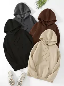 Unity 4packs Kangaroo Pocket Drawstring Thermal Lined Hoodie, Long Sleeve Tops