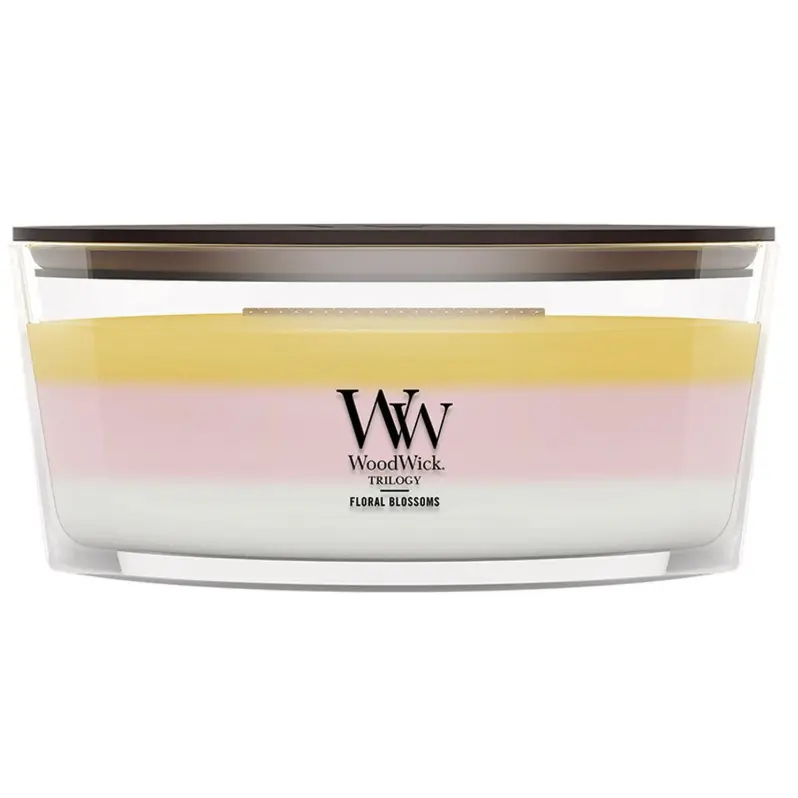 FLORAL BLOSSOMS Ellipse HearthWick Flame Scented Candle by WoodWick - 3 in One