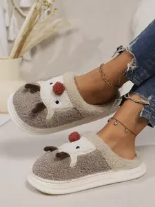 Adorable Reindeer Plush Platform Slippers for Women