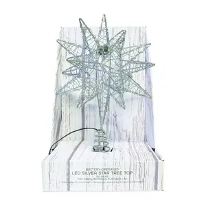 Celebrations 9736836 Metal Microdot LED Star Tree Topper, Silver