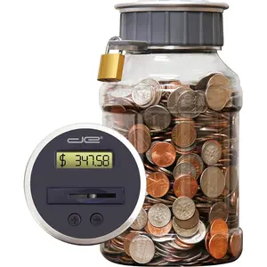 Digital Coin Bank Savings Jar - Pennies Nickles Dimes Quarter Half Dollar Change Counter Clear Jar with LCD Display