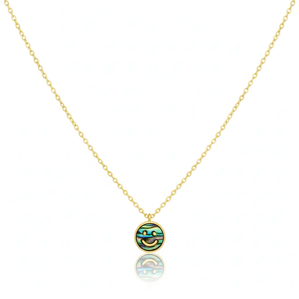 18K Gold Plated Shell Smiley Face Pendant Necklace