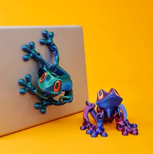 1-4pcs 3D Printed Magnetic Frog Toy Realistic Jumping Frog Fridge Magnet with Articulated Joints Decorative Fridge Magnets Funny Refrigerator Magnets for Locker Kitchen Car Desk