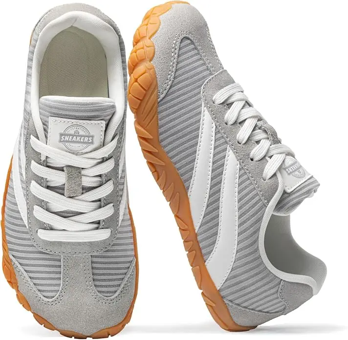 Women's All-Terrain Casual Trainers, Suede Leather Patchwork Barefoot Shoes with a Wide Toe Box and 0-Drop Sole for Hiking & Natural Posture, Sturdy, Unisex Names, Ergonomic, Trail Running, Barefoot Toe Box Casual Trainers, All-Terrain Off-Road Casual Tra