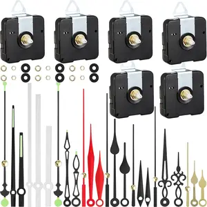 6 Pcs High Torque Quartz Clock Movements Replacement Kit Long Shaft Clock Movement Mechanism with 8 Different Pairs of Repair Parts for DIY Design Replacement Repairing, Shaft Lengths 16 Mm/ 0.62 Inch