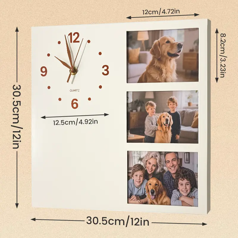10-inch photo frame wall clock, 2D printed picture dial silent no-tick quartz clock, photo-style decorative wall clock, suitable for living room and bedroom home decoration, housewarming gift