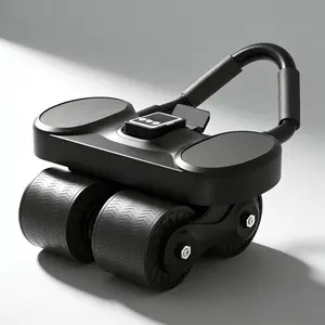 Auto Rebound Core Trainer Ab Roller With Timer Knee Mat Anti Slip Elbow Support Home Gym Workout Tool For Women Men