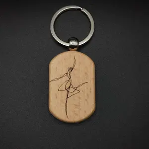 Laser Engraved Ballerina Keychain – Elegant Wooden String Art Gift | Dance-Inspired Accessory