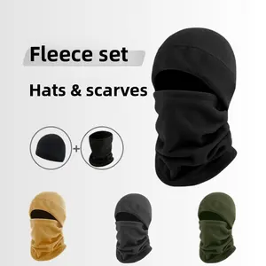 Fleece hat, scarf set, warm and fleece headgear, thickened scarf in autumn and winter, outdoor cycling and cold-proof mask.