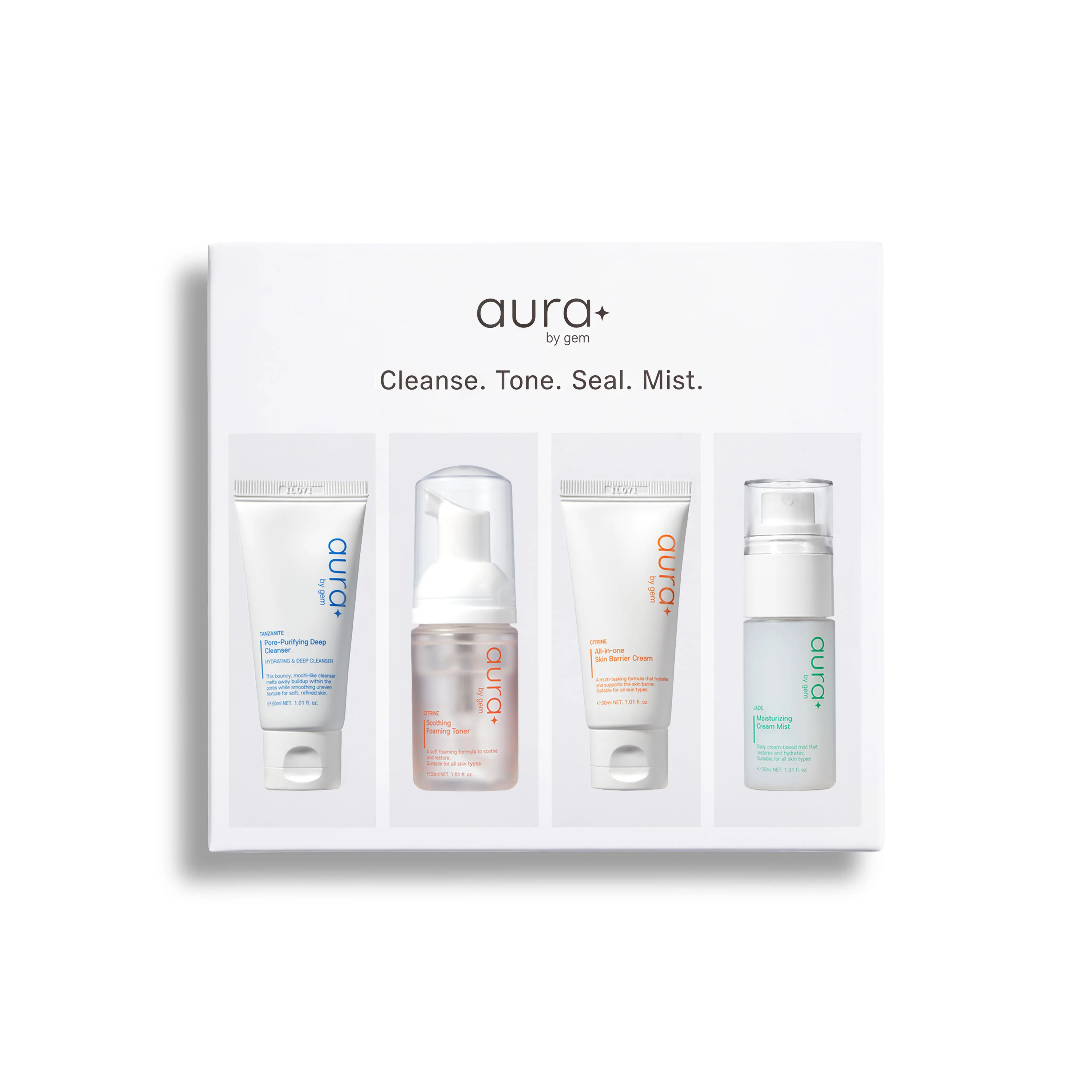 Aura by GEM Travel Routine Kit | 4-Step Korean Skincare Set