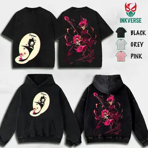 Niffty X Alastor- Hazbin Hotel Wash -Shirt , Back and Front Print, Superhero Fans | Great Gift For Fans graphic tee Cotton Fabric Top Womenswear streetwear lover