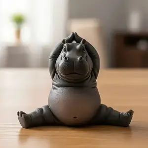 Collectible Yoga Hippo Statue, Resin Material, Meditation & Pose Decor, Ideal for Yoga Studios, Gyms, Gift for Yoga Enthusiasts