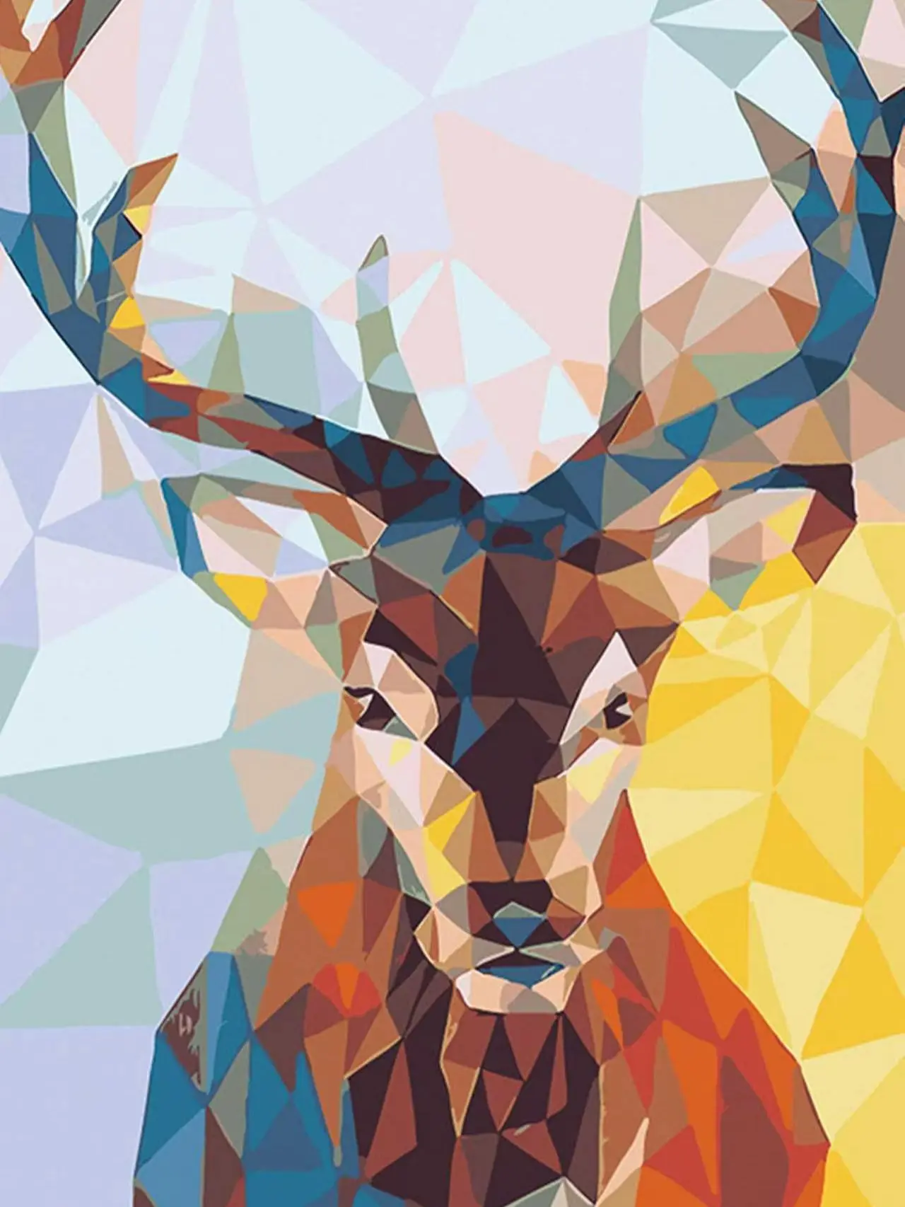 Geometric Polygon Colorful Stag Head Diamond Art Kit - 11.8"x15.7"